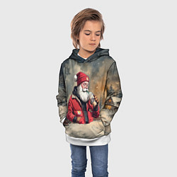 Толстовка-худи детская Санта с капучино, цвет: 3D-белый — фото 2