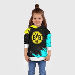 Толстовка-худи детская Borussia краски штрихи, цвет: 3D-белый — фото 2