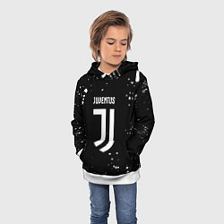 Толстовка-худи детская Ювентус белые брызги красок, цвет: 3D-белый — фото 2