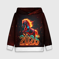 Толстовка-худи детская Светящаяся лошадь 2026, цвет: 3D-белый