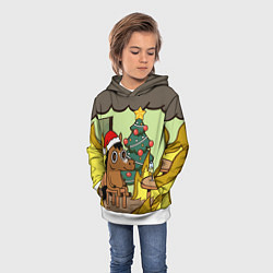 Толстовка-худи детская Конь среди огня - this is fine, цвет: 3D-белый — фото 2