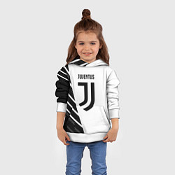Толстовка-худи детская Ювентус полосы геометрия текстура, цвет: 3D-белый — фото 2