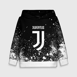 Толстовка-худи детская Ювентус всплеск белых красок, цвет: 3D-белый