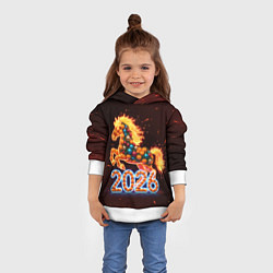 Толстовка-худи детская Праздничная лошадь, цвет: 3D-белый — фото 2