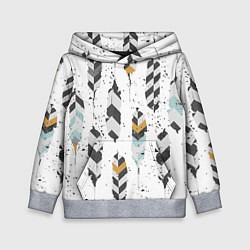 Толстовка-худи детская Перья, цвет: 3D-меланж