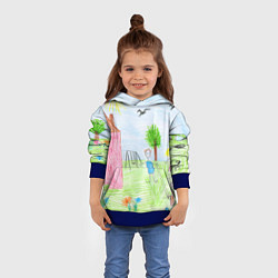 Толстовка-худи детская Детские рисунки, цвет: 3D-синий — фото 2