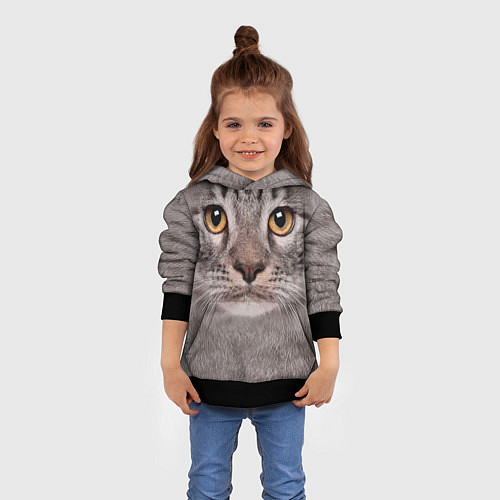 Детская толстовка Котик / 3D-Черный – фото 4