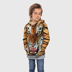 Толстовка-худи детская Взгляд тигра, цвет: 3D-меланж — фото 2