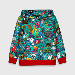 Толстовка-худи детская Стикербомбинг, цвет: 3D-красный