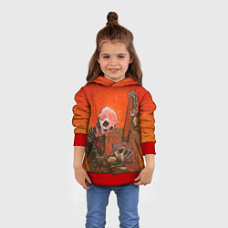 Толстовка-худи детская Скелет с гитарой, цвет: 3D-красный — фото 2