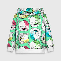 Толстовка-худи детская Drop Dead: Kitty Heads, цвет: 3D-белый