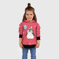 Толстовка-худи детская Влюбленная пингвинка, цвет: 3D-черный — фото 2