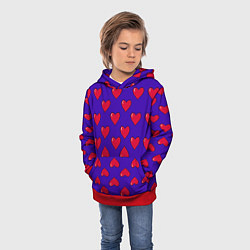 Толстовка-худи детская Hearts Pattern, цвет: 3D-красный — фото 2