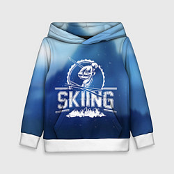 Толстовка-худи детская Лыжный спорт, цвет: 3D-белый