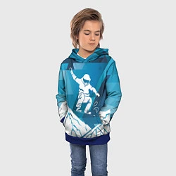 Толстовка-худи детская Горы и сноубордист, цвет: 3D-синий — фото 2