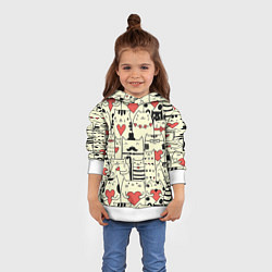 Толстовка-худи детская Любящие котики, цвет: 3D-белый — фото 2