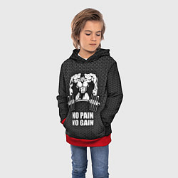 Толстовка-худи детская No pain, no gain, цвет: 3D-красный — фото 2