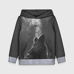 Толстовка-худи детская Воющий волк, цвет: 3D-меланж