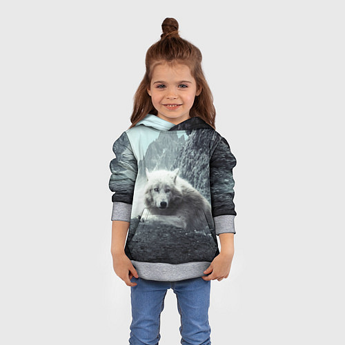 Детская толстовка Волк в горах / 3D-Меланж – фото 4