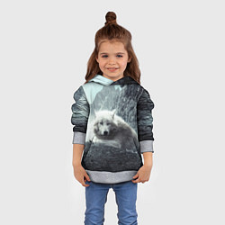 Толстовка-худи детская Волк в горах, цвет: 3D-меланж — фото 2