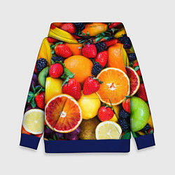 Толстовка-худи детская Мультифрукт, цвет: 3D-синий