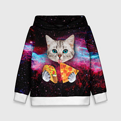 Толстовка-худи детская Кот с едой, цвет: 3D-белый