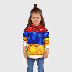 Толстовка-худи детская Флаг Армении, цвет: 3D-белый — фото 2