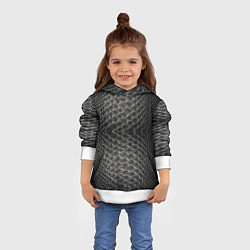 Толстовка-худи детская Черная кожа, цвет: 3D-белый — фото 2