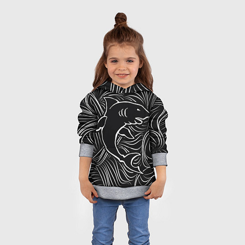 Детская толстовка Акула в в морской пучине / 3D-Меланж – фото 4
