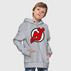 Толстовка оверсайз детская New Jersey Devils, цвет: меланж — фото 2