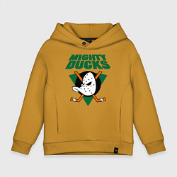 Толстовка оверсайз детская Anaheim Mighty Ducks, цвет: горчичный