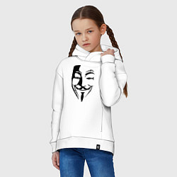 Толстовка оверсайз детская Vendetta Mask, цвет: белый — фото 2