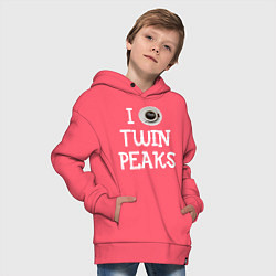 Толстовка оверсайз детская I love Twin Peaks, цвет: коралловый — фото 2