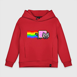 Толстовка оверсайз детская Nyan Cat, цвет: красный