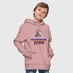 Толстовка оверсайз детская Russia judo, цвет: пыльно-розовый — фото 2