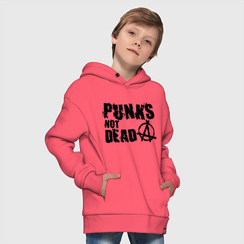 Детское худи оверсайз Punks not dead / Коралловый – фото 4