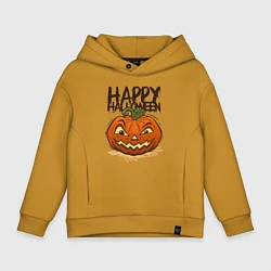 Толстовка оверсайз детская Happy halloween, цвет: горчичный