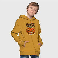 Толстовка оверсайз детская Happy halloween, цвет: горчичный — фото 2