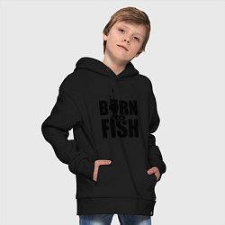 Толстовка оверсайз детская Born to fish, цвет: черный — фото 2