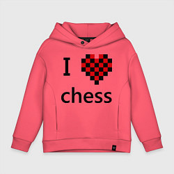 Толстовка оверсайз детская I love chess, цвет: коралловый