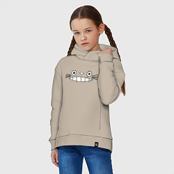 Толстовка оверсайз детская Totoro face, цвет: миндальный — фото 2