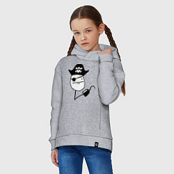 Толстовка оверсайз детская Покер фейс пират, цвет: меланж — фото 2