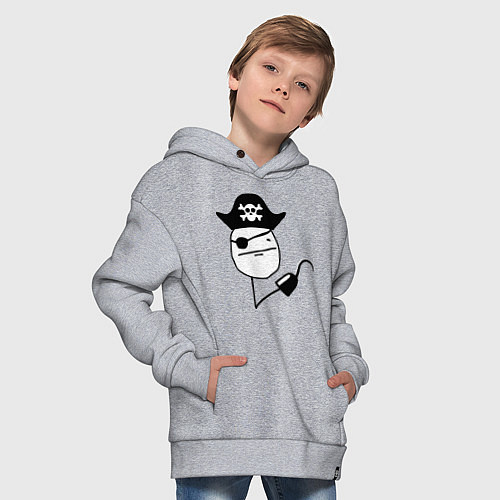 Детское худи оверсайз Покер фейс пират / Меланж – фото 4
