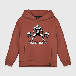 Толстовка оверсайз детская Train hard тренируйся усердно, цвет: кирпичный