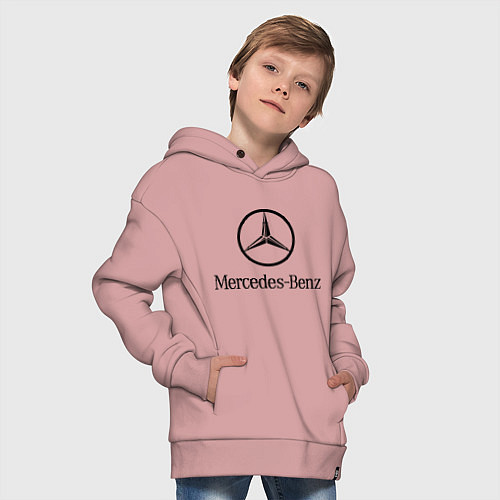 Детское худи оверсайз Logo Mercedes-Benz / Пыльно-розовый – фото 4