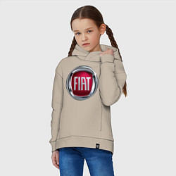 Толстовка оверсайз детская FIAT logo, цвет: миндальный — фото 2