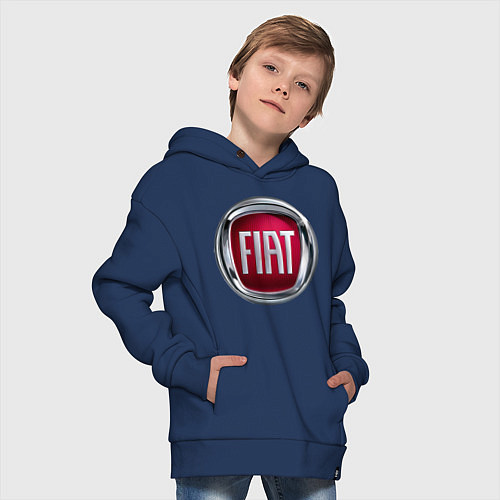 Детское худи оверсайз FIAT logo / Тёмно-синий – фото 4