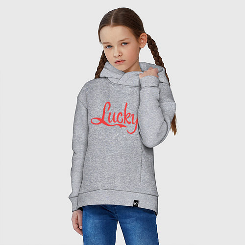 Детское худи оверсайз Lucky logo / Меланж – фото 3