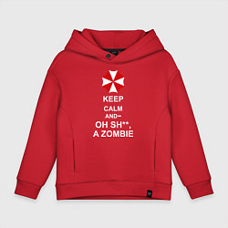 Толстовка оверсайз детская Keep Calm & Oh Sh**, A Zombie, цвет: красный