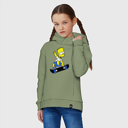 Толстовка оверсайз детская Барт на скейте, цвет: авокадо — фото 2